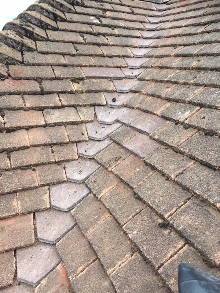 a black cat sitting on top of a brick roof
